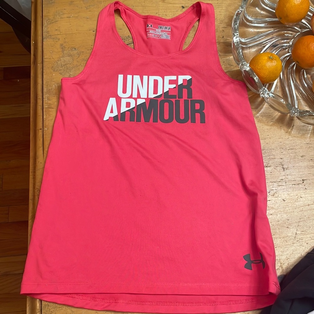 Pink under armor athletic tank top